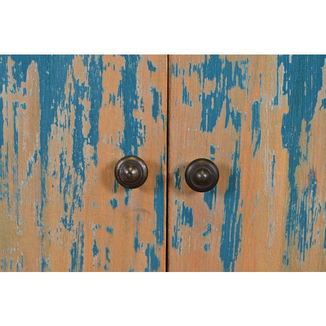 Wood Modern Distressed Blue Painted Monumental Sideboard by Van Thiel For Sale - Image 7 of 13