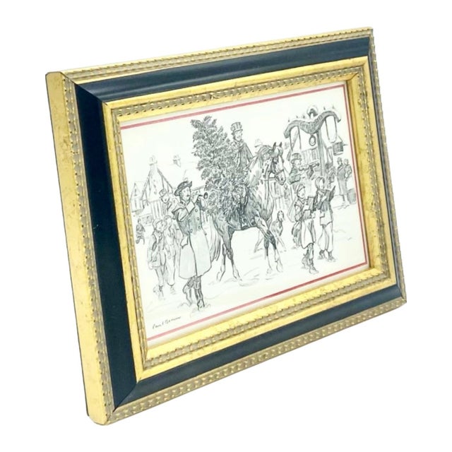 White Vintage 1980s Paul Brown for Brooks Brothers Framed Holiday Christmas Card For Sale - Image 8 of 9