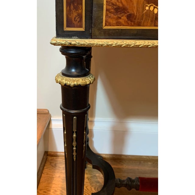Late 19th Century Antique Desk Inlaid Marquetry Paris Signed Lock Rare For Sale - Image 5 of 10