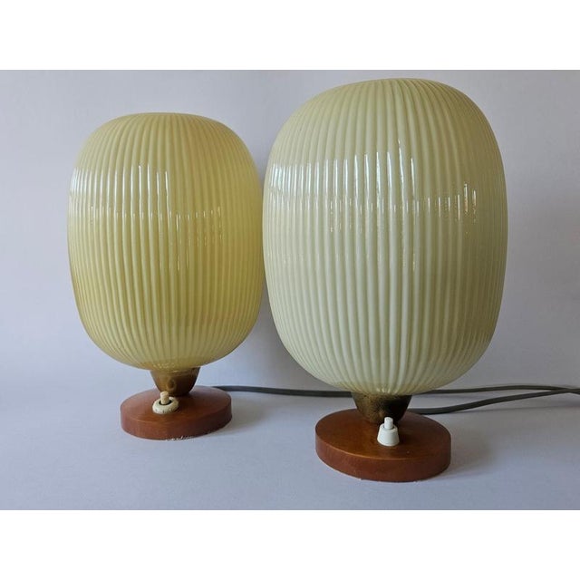 Table Lamps in Glass and Wood, 1960s, Set of 2 For Sale - Image 3 of 15
