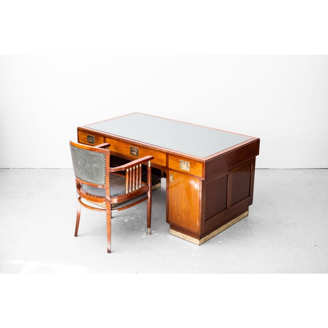 Brown Desk with Armchair by J. W. Müller K.u.K. Court Carpenter, 1905, Set of 2 For Sale - Image 8 of 18