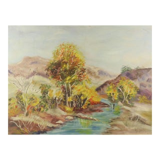 Mid 20th Century Impressionist Mountain Stream Landscape Painting For Sale