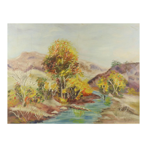 Mid 20th Century Impressionist Mountain Stream Landscape Painting
