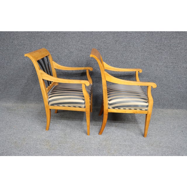 Brown Biedermeier Style Walnut & Ebonized Chairs/Pair For Sale - Image 8 of 10