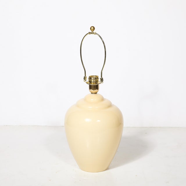 Glass Pair of Modernist Hand-Blown Murano Glass Urn Form Vellum Hue Table Lamps For Sale - Image 7 of 11