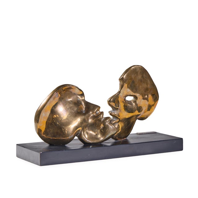 Dorit Levinstein Israeli Two Heads Bronze Sculpture For Sale - Image 4 of 7