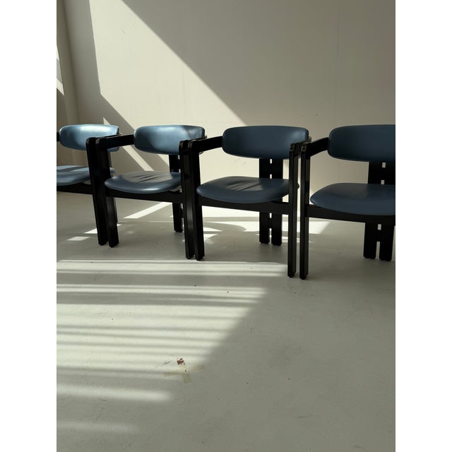 Pamplona Dining Chairs and Table in Petrol Leather by Augusto Savini for Pozzi, Italy, 1970, Set of 7 For Sale - Image 14 of 18