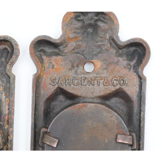 Early 20th Century Pair of Victorian Cast Iron Sargent Pocket Door Plates For Sale - Image 5 of 6