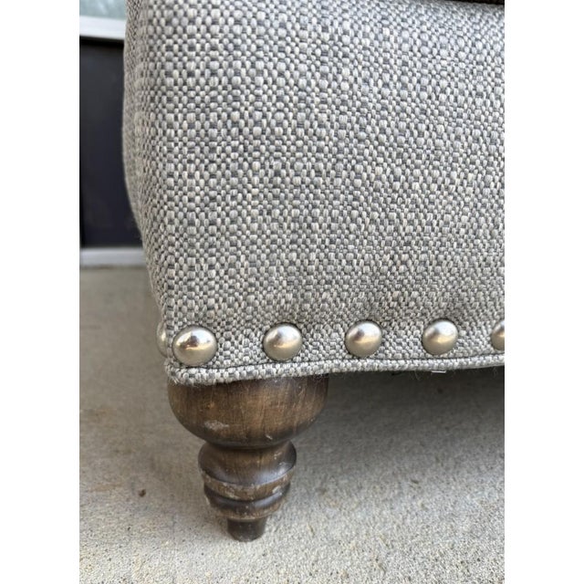 Arhaus Upholstered Gray-Blue Three-Seat Sofa With Rolled Arms For Sale - Image 11 of 16