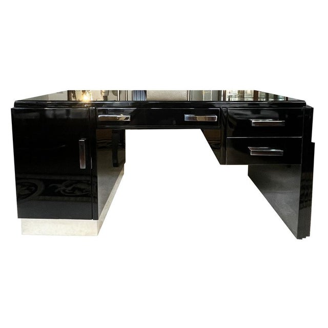 Vintage Art Deco Desk in Black, 1930 For Sale - Image 4 of 12