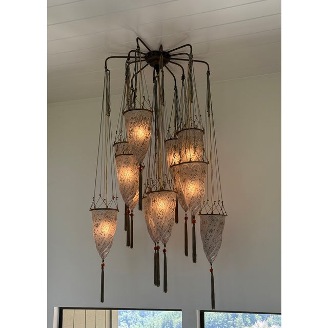 1990s Fortuny Cesendello Cascade Venetian Glass Chandelier For Sale - Image 10 of 11