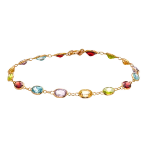 Vintage 14 Karat Yellow Gold Multi-Gemstone Bracelet