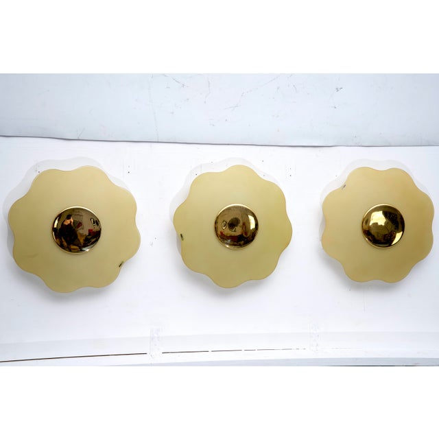 Mid-Century Modern Vintage Wall Lamps in Murano Glass and Brass from F. Fabbian, 1970s, Set of 3 For Sale - Image 3 of 15