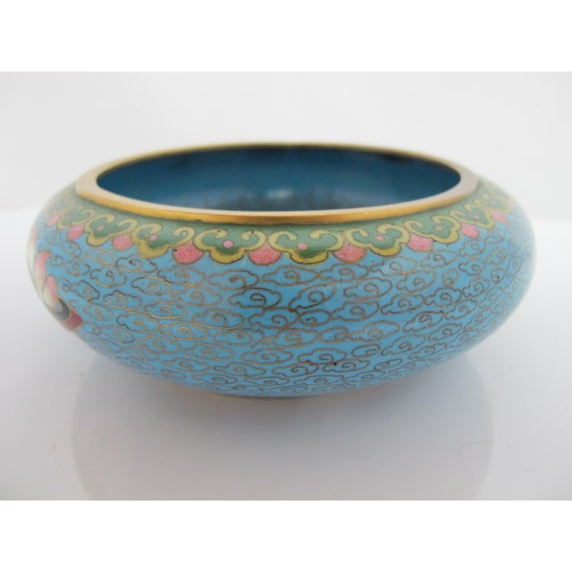 Chinese Turquoise Cloisonne Vase Flower Brush Washer Bowl Custom Stand For Sale - Image 12 of 16
