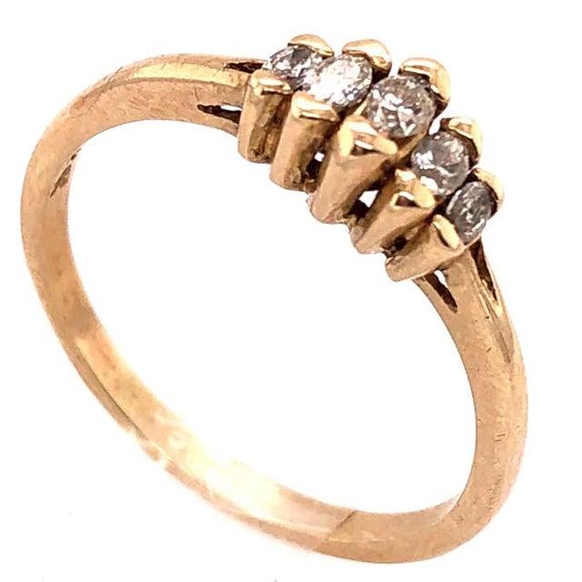 Yellow 14 Karat Yellow Gold Diamond Ring With Five Stones 0.25 TDW, Size 9 For Sale - Image 8 of 12