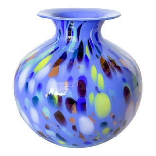 Mid Century Studio Azzurra Maestri Vetrai Italy Mouth Blown Art Glass Vase For Sale