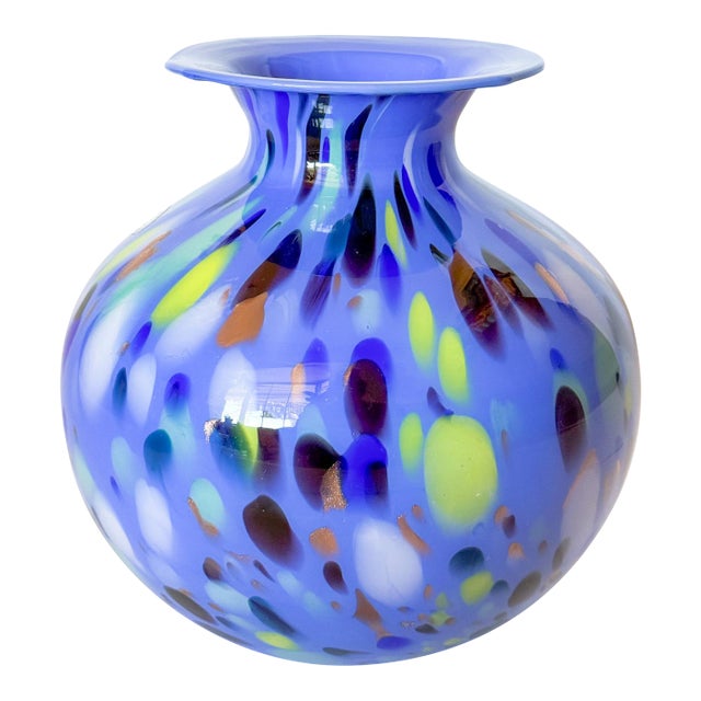 Mid Century Studio Azzurra Maestri Vetrai Italy Mouth Blown Art Glass Vase For Sale