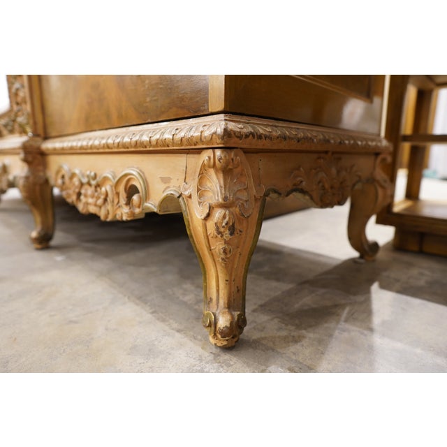 Antique French Rococo Revival Triple Wardrobe Armoire For Sale - Image 9 of 14