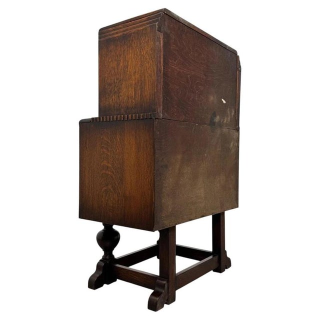 Antique Early 20th Century Edwardian Oak Bureau For Sale - Image 11 of 14