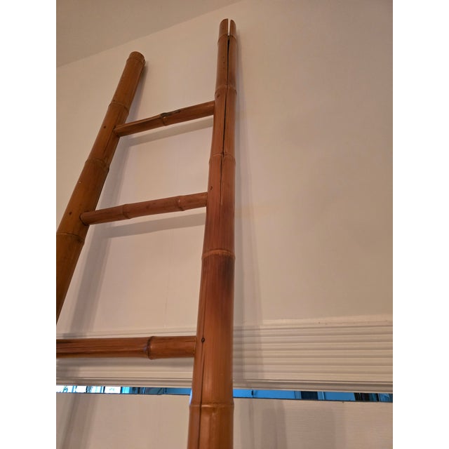 Mid-Century Modern Vintage Mid Century Bamboo Lacquer Library Ladder For Sale - Image 3 of 10