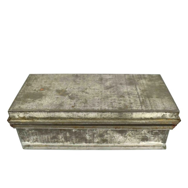 Metal Mid 20th Century Handmade Galvanized Metal Box For Sale - Image 7 of 12