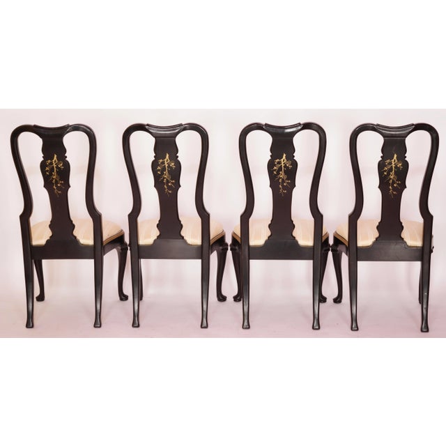Drexel 1980s Chinoiserie Black Lacquer Dining Chairs in the Style of Drexel- Set of 6 For Sale - Image 4 of 13
