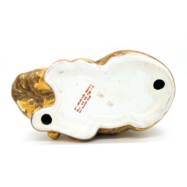 Vintage Gold Porcelain Sleeping Cat Figurine | Mid-Century Decorative Ceramic For Sale - Image 11 of 13