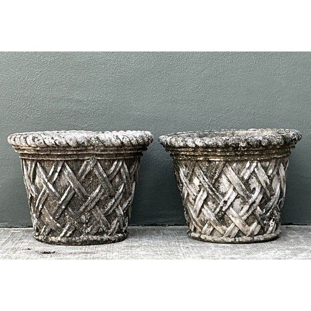 Vintage Cast Concrete Trellis Planters For Sale - Image 10 of 12