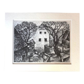 Vtg 1939 Print in 11x14 Mat, Ready to Frame: Albert Heckman, "The Side Street" For Sale