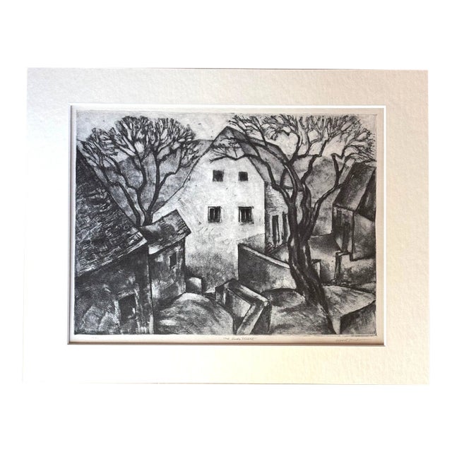 Vtg 1939 Print in 11x14 Mat, Ready to Frame: Albert Heckman, "The Side Street" For Sale