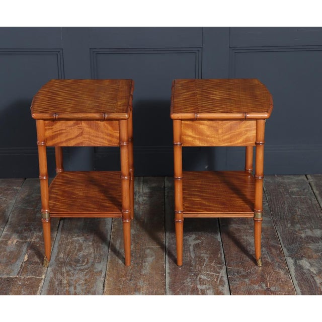 Bedside Tables in Faux Bamboo and Satin Birch, 1980, Set of 2 For Sale - Image 4 of 14