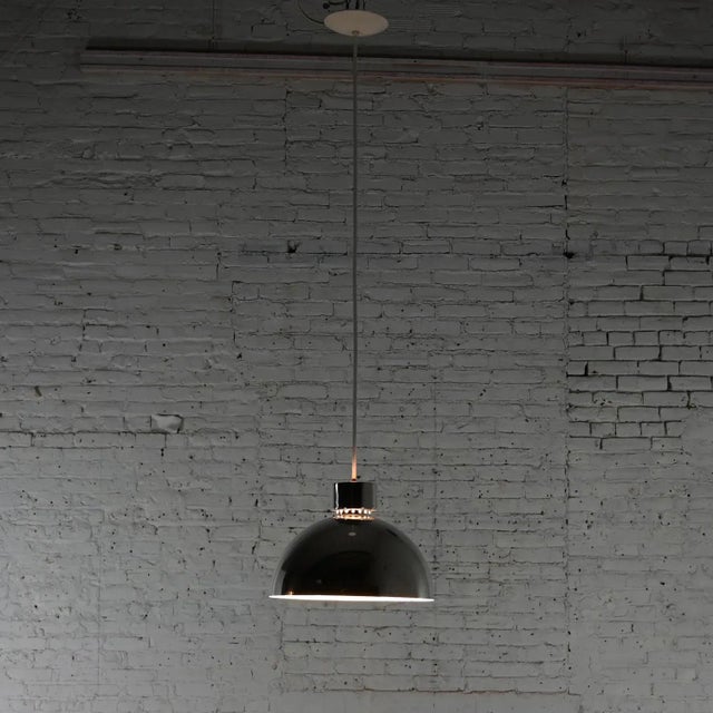 1970’s Mid-Century Modern to Modern Aluminum Dome Pendant Hanging Light Fixtures Selling Separately For Sale - Image 11 of 12