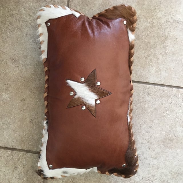 Handmade Leather & Cowhide Lumbar Texas Pillow Chairish