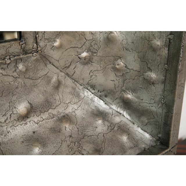Metal Hammered Metal Industrial Wall Mirror For Sale - Image 7 of 7