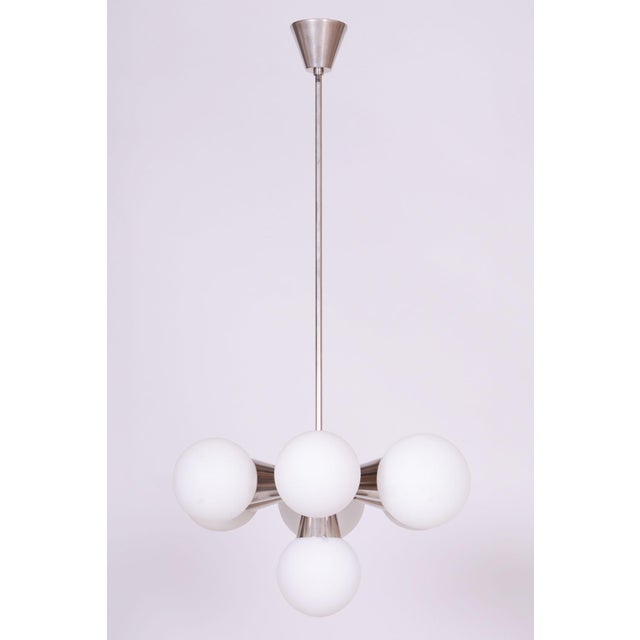 Mid-Century Czech Chandelier in Chrome and Glass attributed to Kamenický Šenov, 1970s For Sale - Image 9 of 9