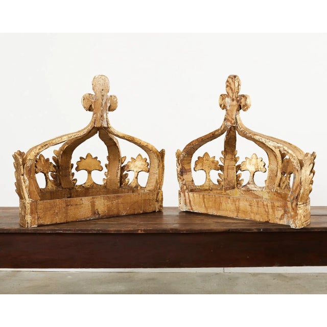 19th Century Pair of Italian Baroque Style Giltwood Bed Coronas For Sale - Image 12 of 12