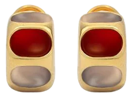 Carnelian and Chalcedony Huggies, A Pair