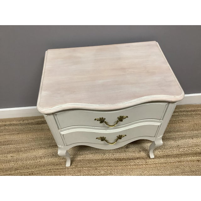 Wood White Single Nightstand 2 Drawer Distressed White Cottage Beach Design For Sale - Image 7 of 7