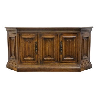 Drexel Furniture Bishopsgate Collection Solid Walnut English Tudor Style 65" Buffet 160-134-6 For Sale