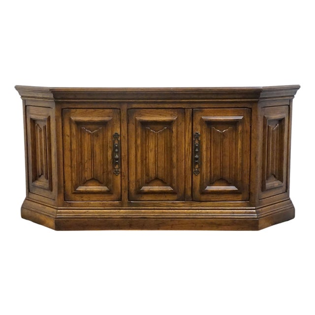 Drexel Furniture Bishopsgate Collection Solid Walnut English Tudor Style 65" Buffet 160-134-6 For Sale