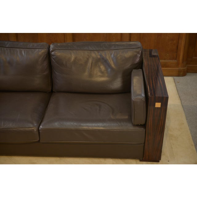 Minimalist Sofa in Leather and Macassar Ebony, 1980s For Sale - Image 13 of 15