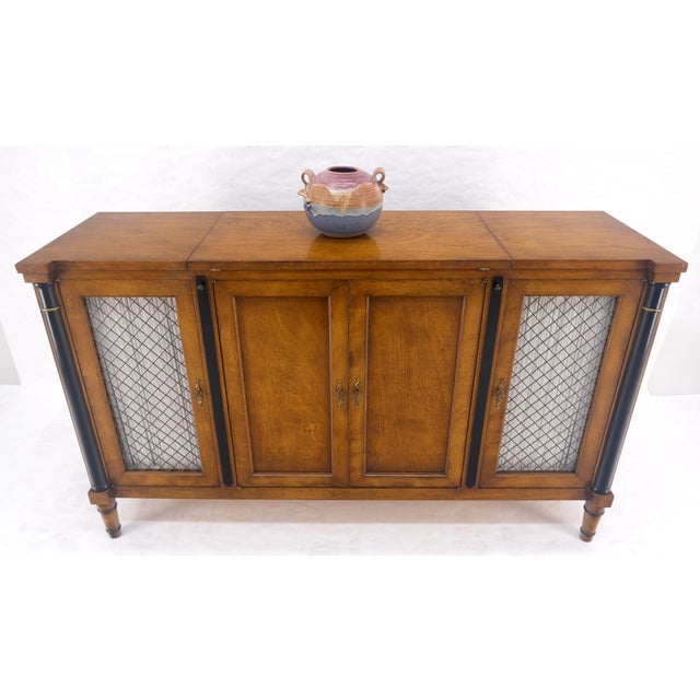 Flip Top Serving Tray Table 4 Doors Credenza Bar Server Sideboard MINT For Sale - Image 12 of 17