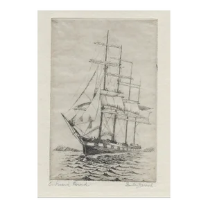 Antique Stanley Harrod Outward Bound Sailing Etching