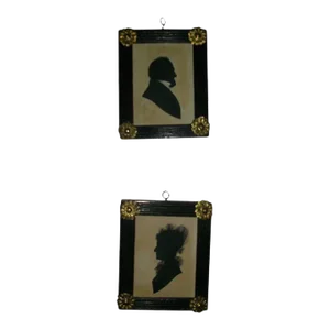 19th Century English Regency Portrait Silhouettes in Original Ebonized Frames - a Pair