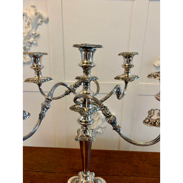 Large Antique Victorian Silver Plated Five Branch Candleholder, 1880 For Sale - Image 4 of 11