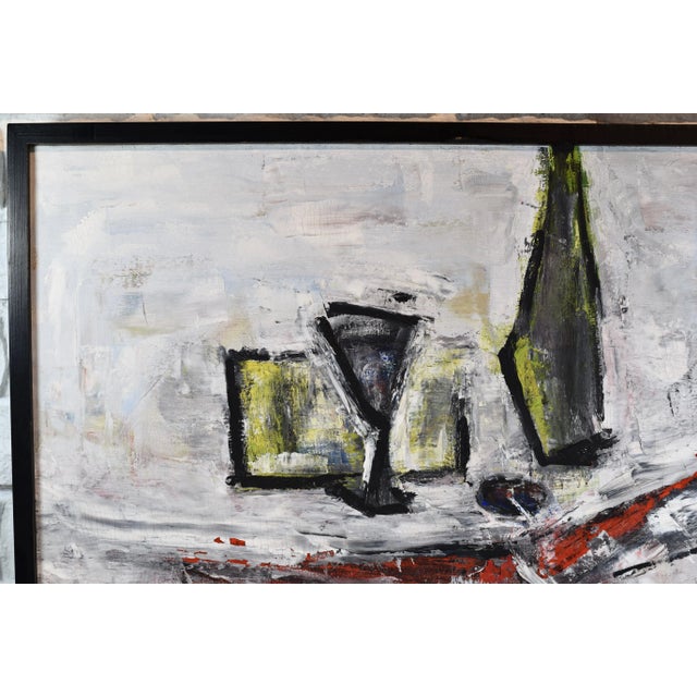 Mid-Century Modern Mid Century Modernist Oil Painting Cocktail Tablescape Painting 1968 For Sale - Image 3 of 13