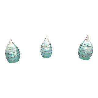 Italian Art Glass Triple Pendant With Chrome Light Track For Sale