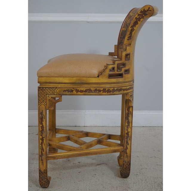 Chinoiserie Set of 4 Maitland Smith Chinoiserie Counter Bar Stools For Sale - Image 3 of 18