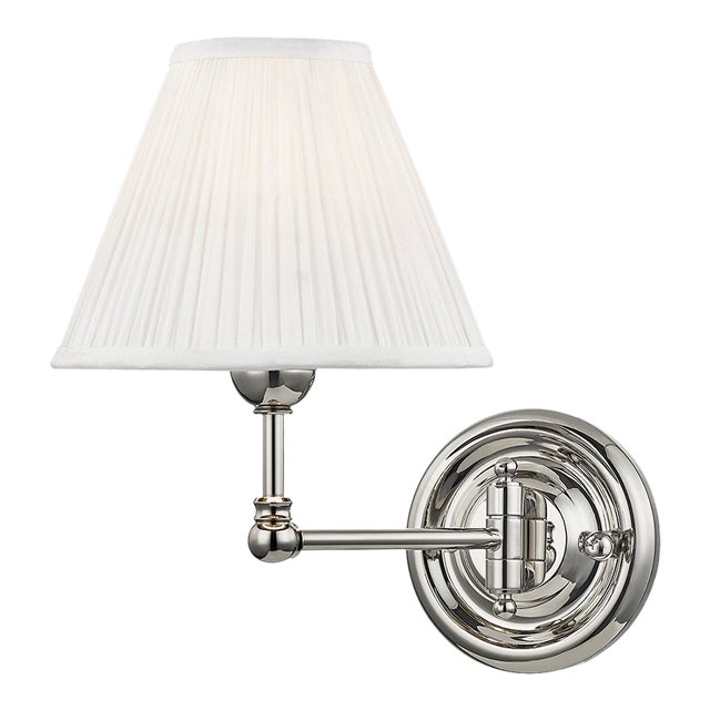 Hudson Valley Lighting Mark D. Sikes Classic No.1 Swing 1-Light Wall Sconce, Polished Nickel For Sale