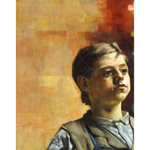 Francois Gailliard, Le Petit Jardinier with Geraniums, 1887, Oil on Canvas For Sale - Image 6 of 18